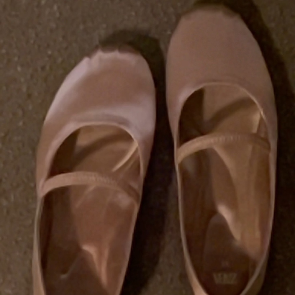 Zara ballet flats pink rose gold satin